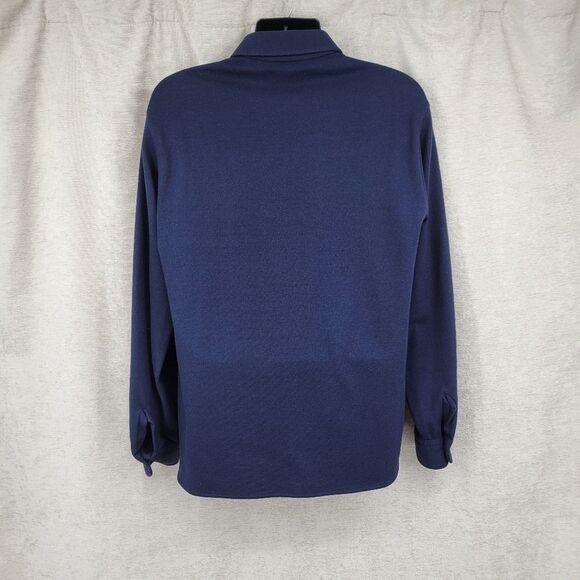 Pendelton Vintage Wool Navy Long Sleeve 1/2 Zip Polo Shirt USA Men's Large - Picture 4 of 8